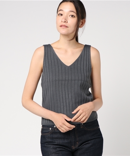 GeeRA（ジーラ）の「プチプラ！着回しニットタンクトップ（タンクトップ・レディース・グレー/グリーン/イエロー/キャメル・MEDIUM）」の2枚目の写真