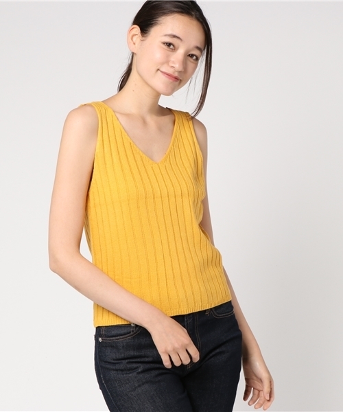 GeeRA（ジーラ）の「プチプラ！着回しニットタンクトップ（タンクトップ・レディース・グレー/グリーン/イエロー/キャメル・MEDIUM）」の3枚目の写真