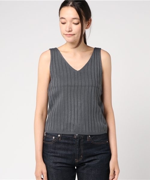 GeeRA（ジーラ）の「プチプラ！着回しニットタンクトップ（タンクトップ・レディース・グレー/グリーン/イエロー/キャメル・MEDIUM）」の5枚目の写真