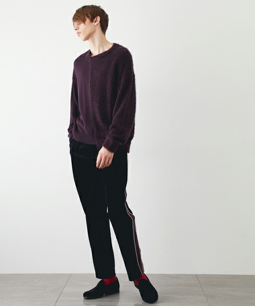 STUDIOUS(ステュディオス)の「【STUDIOUS】アシメコンビニット(ニット/セーター・メンズ・ブラック/ネイビー/パープル/バーガンディー・2/1)」の8枚目の写真
