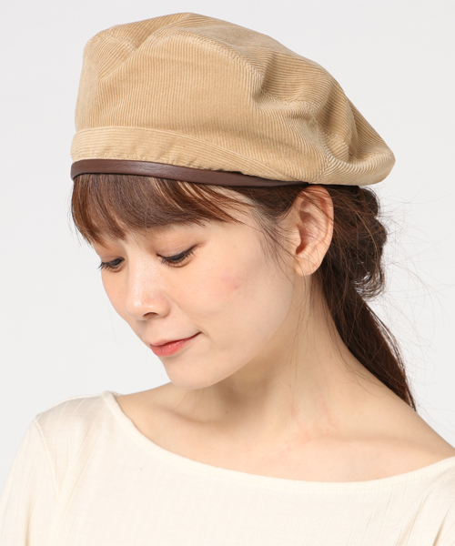 MERLOT（メルロー）の「コーデュロイパイピングベレー帽5202