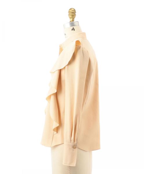 美品　ドゥロワー　ピコカット　フリルシャツ　ベージュ　36 Drawer（ドゥロワー）の「Drawer ピコカット フリルシャツ（シャツ