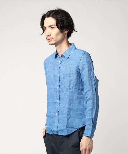 JOURNAL STANDARD（ジャーナルスタンダード）の「LINEN PANAMA レギュラーシャツ＃（シャツ/ブラウス・メンズ・ホワイト/ライトブルー/イエロー/アイボリー/ブルー系その他・SMALL/MEDIUM/LARGE）」の11枚目の写真