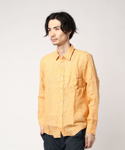 JOURNAL STANDARD（ジャーナルスタンダード）の「LINEN PANAMA レギュラーシャツ＃（シャツ/ブラウス・メンズ・ホワイト/ライトブルー/イエロー/アイボリー/ブルー系その他・SMALL/MEDIUM/LARGE）」の12枚目の写真