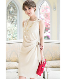 Retica mew（レティカミュウ）の「パーティードレス ノースリーブ ドレープ ひざ丈 タイト ワンピース 結婚式 低身長 20代 30代 大きいサイズ お呼ばれ（ドレス）」