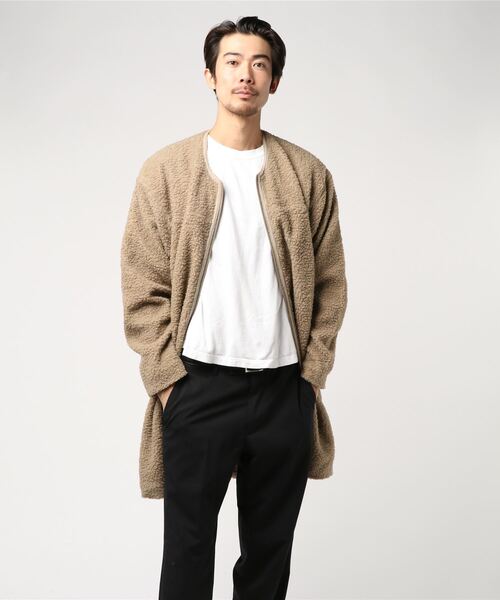 JACKROSE（ジャックローズ）の「CORISCO ボアノーカラーコート（ノーカラージャケット・メンズ・ブラック/ベージュ/ネイビー/グレー/オフホワイト/オリーブ・L/XL/M）」の5枚目の写真