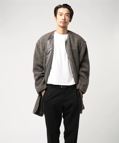 JACKROSE（ジャックローズ）の「CORISCO ボアノーカラーコート（ノーカラージャケット・メンズ・ブラック/ベージュ/ネイビー/グレー/オフホワイト/オリーブ・L/XL/M）」の4枚目の写真