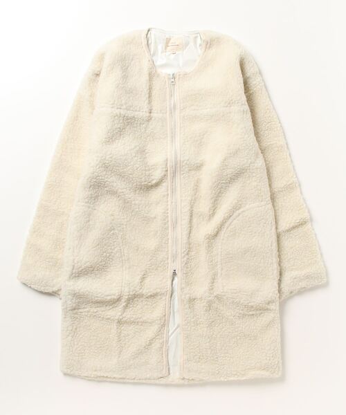 JACKROSE（ジャックローズ）の「CORISCO ボアノーカラーコート（ノーカラージャケット・メンズ・ブラック/ベージュ/ネイビー/グレー/オフホワイト/オリーブ・L/XL/M）」の2枚目の写真