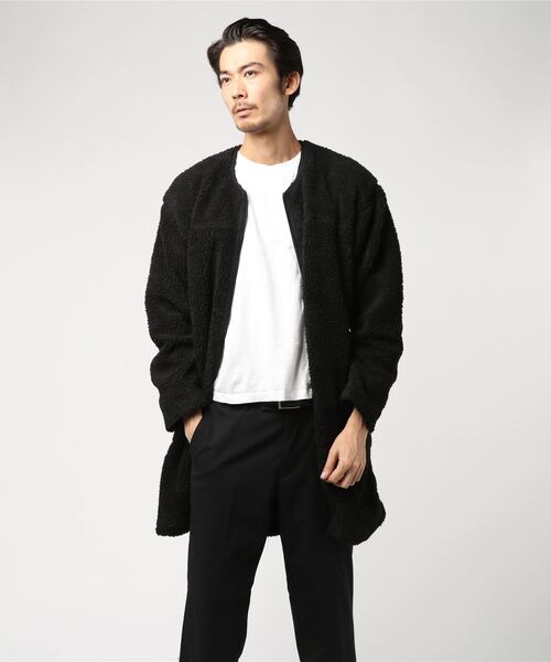 JACKROSE（ジャックローズ）の「CORISCO ボアノーカラーコート（ノーカラージャケット・メンズ・ブラック/ベージュ/ネイビー/グレー/オフホワイト/オリーブ・L/XL/M）」の3枚目の写真