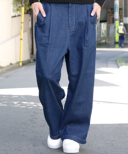 THE CASUAL(カジュアル)の「ストレッチデニムワイドパンツ(デニムパンツ・メンズ・ブルー/ネイビー/ワンウォッシュ・S/M/L/XL)」の3枚目の写真