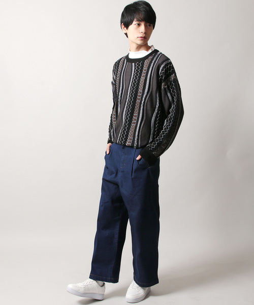 THE CASUAL(カジュアル)の「ストレッチデニムワイドパンツ(デニムパンツ・メンズ・ブルー/ネイビー/ワンウォッシュ・S/M/L/XL)」の9枚目の写真