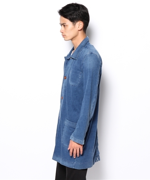 CIAOPANIC(チャオパニック)の「【INDIGOS】INDIGOショップコート(ステンカラーコート・メンズ・ネイビー/ブルー・MEDIUM/LARGE)」の4枚目の写真