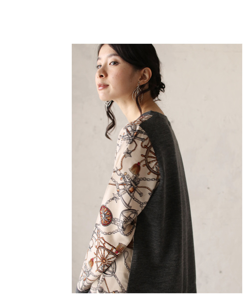 cawaii（カワイイ）の「エレガントなスカーフ柄トップス（オフホワイト）（Tシャツ/カットソー・レディース・オフホワイト・FREE）」の20枚目の写真