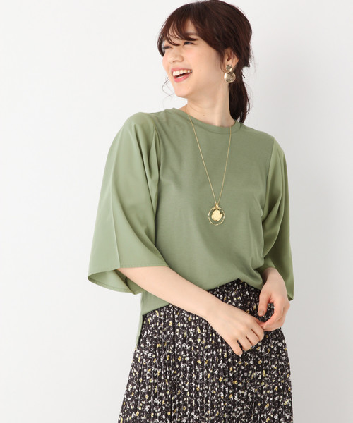 GLOBAL WORK（グローバルワーク）の「ソデキリカエショルダー7分袖Ｔ/828011（Tシャツ/カットソー・レディース・グリーン系その他3/ホワイト/ブラック・MEDIUM/LARGE）」の3枚目の写真