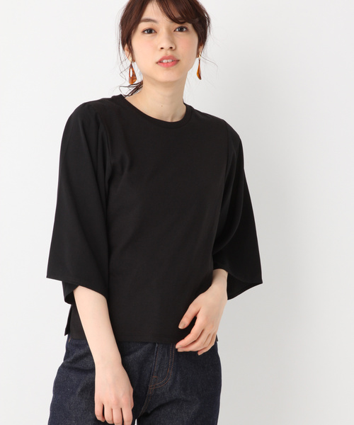 GLOBAL WORK（グローバルワーク）の「ソデキリカエショルダー7分袖Ｔ/828011（Tシャツ/カットソー・レディース・グリーン系その他3/ホワイト/ブラック・MEDIUM/LARGE）」の2枚目の写真