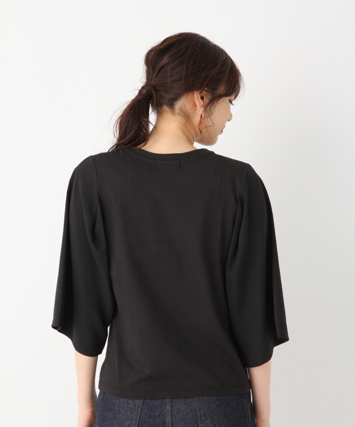 GLOBAL WORK（グローバルワーク）の「ソデキリカエショルダー7分袖Ｔ/828011（Tシャツ/カットソー・レディース・グリーン系その他3/ホワイト/ブラック・MEDIUM/LARGE）」の7枚目の写真