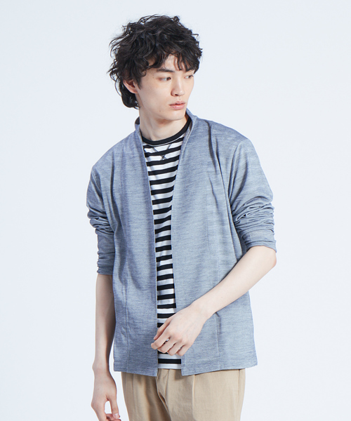 ABAHOUSE(アバハウス)の「ウォッシャブルカノコボタンレスカーディガン(カーディガン/ボレロ・メンズ・サックスブルー/ダークネイビー/ベージュ・44/48/46)」の1枚目の写真