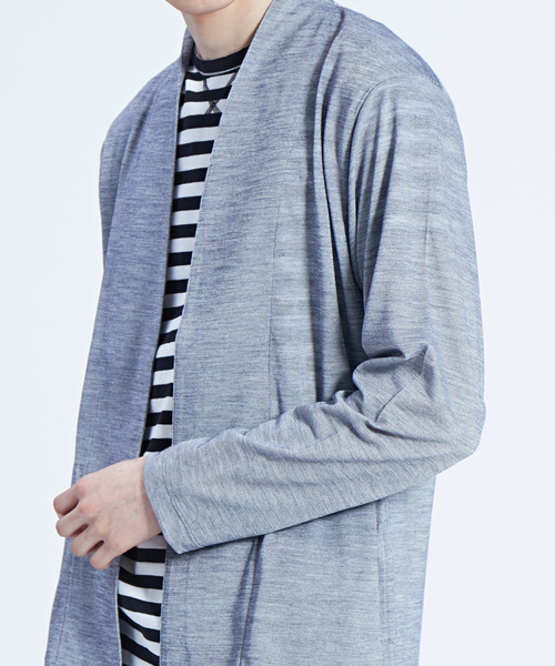 ABAHOUSE(アバハウス)の「ウォッシャブルカノコボタンレスカーディガン(カーディガン/ボレロ・メンズ・サックスブルー/ダークネイビー/ベージュ・44/48/46)」の12枚目の写真