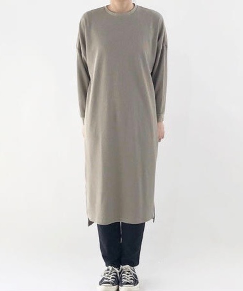 HARVESTY（ハーベスティ）の「HARVESTY / ハーベスティ WAFFLE SS DRESS（ワンピース・レディース・ベージュ/ブラック/ホワイト・1/2）」の9枚目の写真