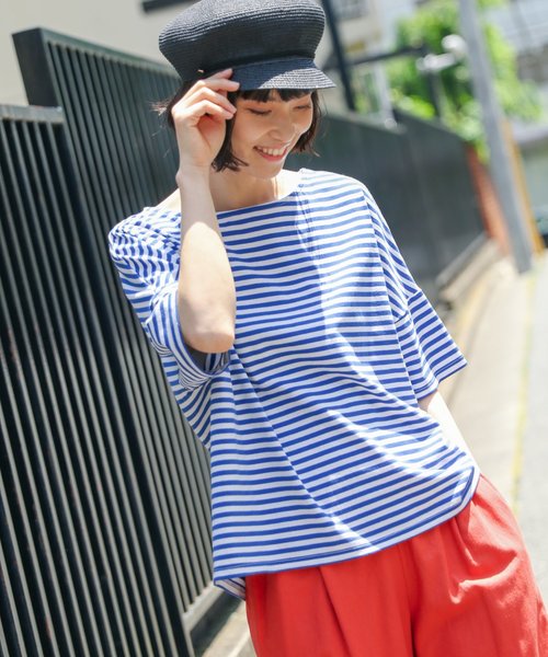 LAKOLE(ラコレ)の「カラフルボーダーワイドプルオーバー / LAKOLE(Tシャツ/カットソー・レディース・ブラック/グレー/ピンク/ブルー/グリーン・SMALL/MEDIUM)」の5枚目の写真