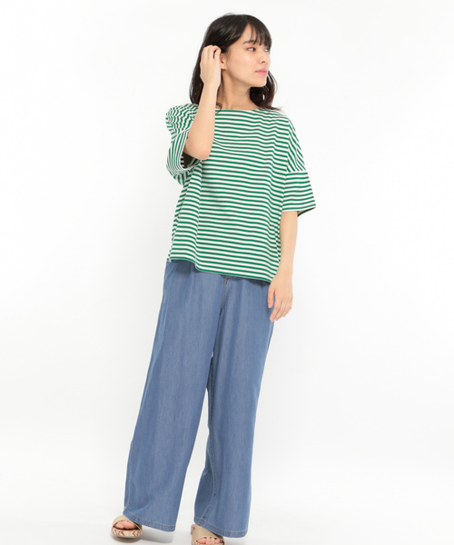 LAKOLE(ラコレ)の「カラフルボーダーワイドプルオーバー / LAKOLE(Tシャツ/カットソー・レディース・ブラック/グレー/ピンク/ブルー/グリーン・SMALL/MEDIUM)」の10枚目の写真
