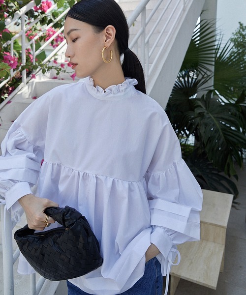 chuclla(チュクラ)の「【chuclla】Tiered volume flared blouse sb-5 chw830(シャツ/ブラウス・レディース・ホワイト/カーキ/ブラック・FREE)」の22枚目の写真