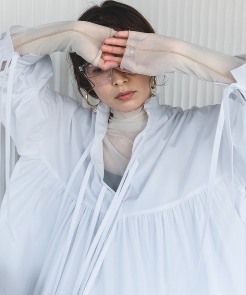 chuclla(チュクラ)の「【chuclla】Tiered volume flared blouse sb-5 chw830(シャツ/ブラウス・レディース・ホワイト/カーキ/ブラック・FREE)」の9枚目の写真