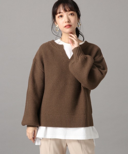 LOWRYS FARM（ローリーズファーム）の「ガーターキーネックプルオーバー　858354（ニット/セーター・レディース・ブラック/パープル/ブラウン/アイボリー・FREE）」の3枚目の写真