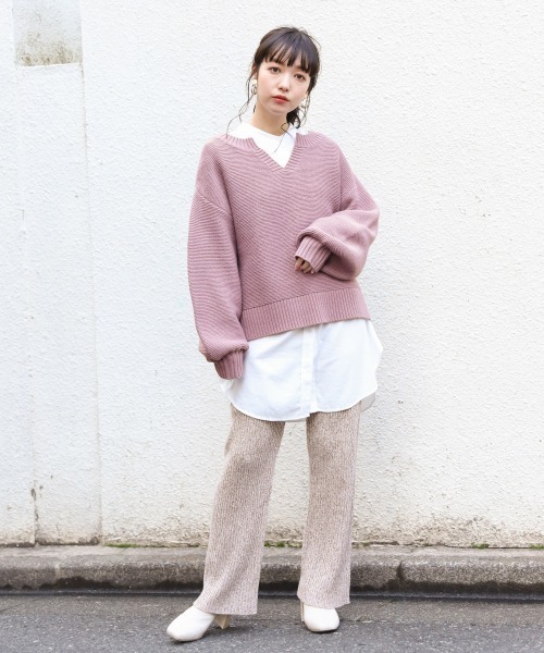 LOWRYS FARM（ローリーズファーム）の「ガーターキーネックプルオーバー　858354（ニット/セーター・レディース・ブラック/パープル/ブラウン/アイボリー・FREE）」の7枚目の写真