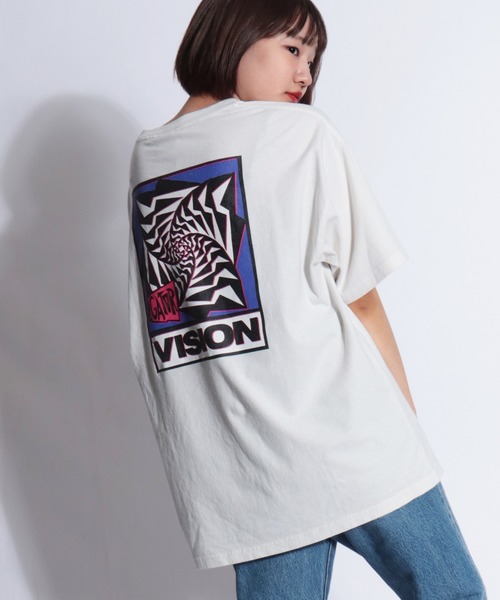 VISION STREET WEAR(ヴィジョンストリートウェア)の「【VISION STREET WEAR】デザインプリント ヴィンテージ風 半袖Tシャツ(Tシャツ/カットソー)」|ホワイト系その他