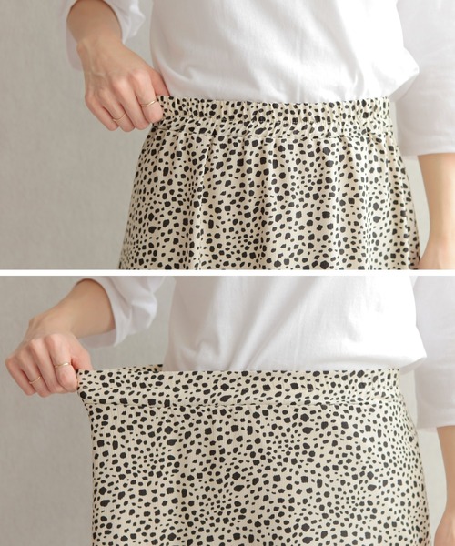 reca（レカ）の「ダルメシアン柄 ロングフレアスカート（スカート・レディース・ベージュ/ブラック・M）」の8枚目の写真