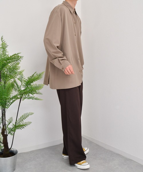 kutir（クティール）の「シンプルルーズシャツ（シャツ/ブラウス・メンズ・ラベンダー/ライトグリーン/モカ・LARGE/MEDIUM）」の7枚目の写真