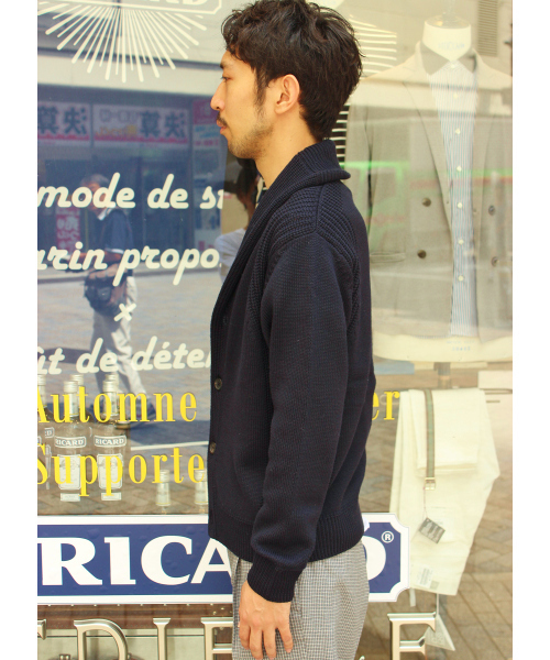 EDIFICE（エディフィス）の「◇畦切替ショールカラーカーディガン（カーディガン/ボレロ・メンズ・ホワイト/ブラック/グレー/ネイビー/オレンジ系その他・44/46/48）」の6枚目の写真