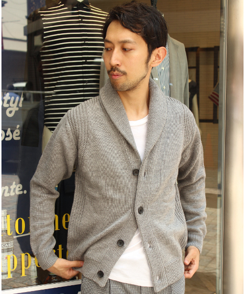 EDIFICE（エディフィス）の「◇畦切替ショールカラーカーディガン（カーディガン/ボレロ・メンズ・ホワイト/ブラック/グレー/ネイビー/オレンジ系その他・44/46/48）」の9枚目の写真