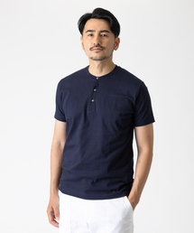20/-甘撚度詰天竺 ヘンリーネックTシャツ