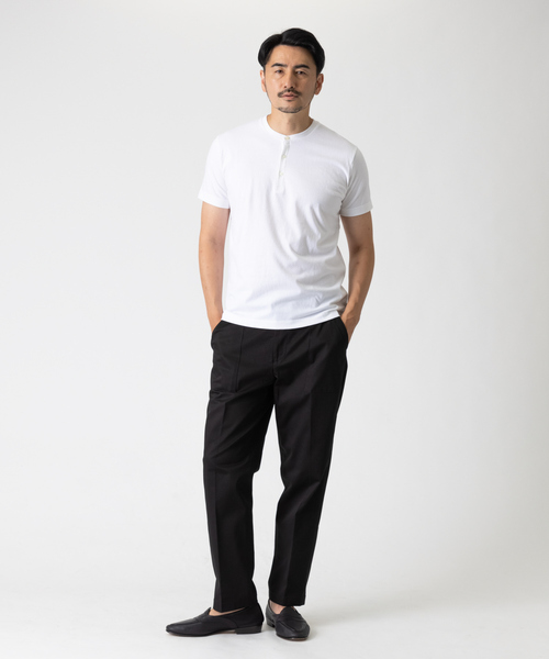 DESIGNWORKS（デザインワークス）の「20/-甘撚度詰天竺 ヘンリーネックTシャツ（Tシャツ/カットソー・メンズ・ダークネイビー/ホワイト・50/46/48）」の9枚目の写真