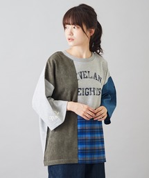 CUBE SUGAR（キューブシュガー）の「ミニ裏毛 6分袖 前身切替 スウェット Tシャツ（Tシャツ/カットソー・レディース）」