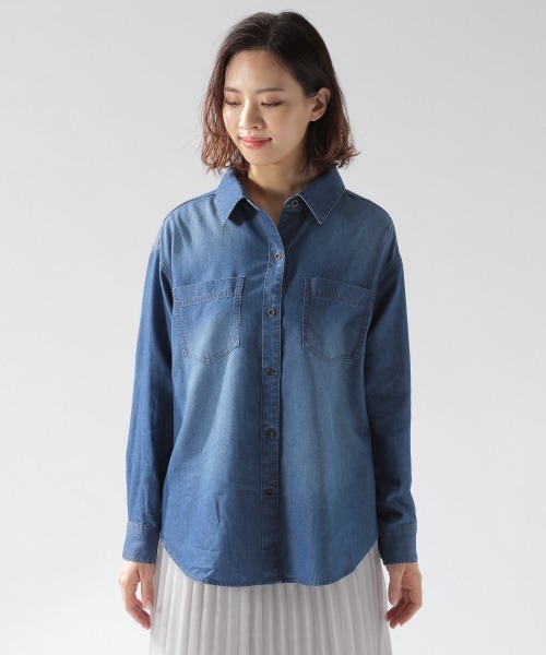BAYFLOW(ベイフロー)の「テンセルデニムシャツ(シャツ/ブラウス・レディース・ブラック/ブルー・SMALL/MEDIUM)」の6枚目の写真