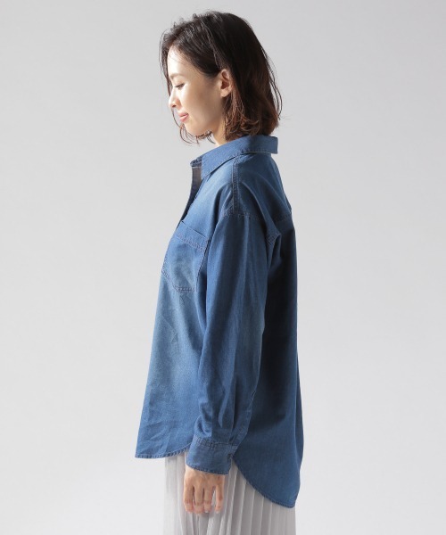 BAYFLOW(ベイフロー)の「テンセルデニムシャツ(シャツ/ブラウス・レディース・ブラック/ブルー・SMALL/MEDIUM)」の7枚目の写真