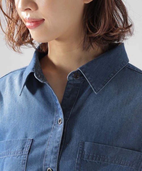 BAYFLOW(ベイフロー)の「テンセルデニムシャツ(シャツ/ブラウス・レディース・ブラック/ブルー・SMALL/MEDIUM)」の9枚目の写真