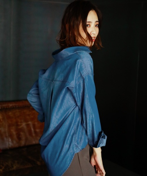 BAYFLOW(ベイフロー)の「テンセルデニムシャツ(シャツ/ブラウス・レディース・ブラック/ブルー・SMALL/MEDIUM)」の19枚目の写真