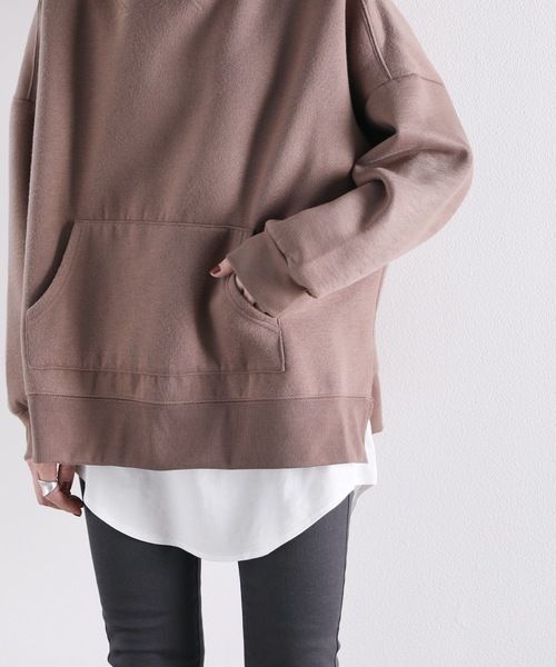 classicalelf（クラシカルエルフ）の「サイドスリットワイドパーカー(長袖)＆ロング丈レイヤード無地キャミソール２点セットアップ（パーカー・レディース・ライトカーキ/ベージュ/モカ/グレー/ブラック・LARGE/X-LARGE/MEDIUM）」の21枚目の写真