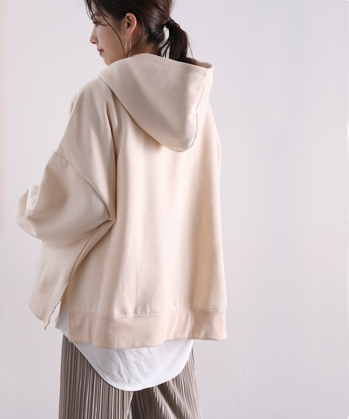classicalelf（クラシカルエルフ）の「サイドスリットワイドパーカー(長袖)＆ロング丈レイヤード無地キャミソール２点セットアップ（パーカー・レディース・ライトカーキ/ベージュ/モカ/グレー/ブラック・LARGE/X-LARGE/MEDIUM）」の16枚目の写真