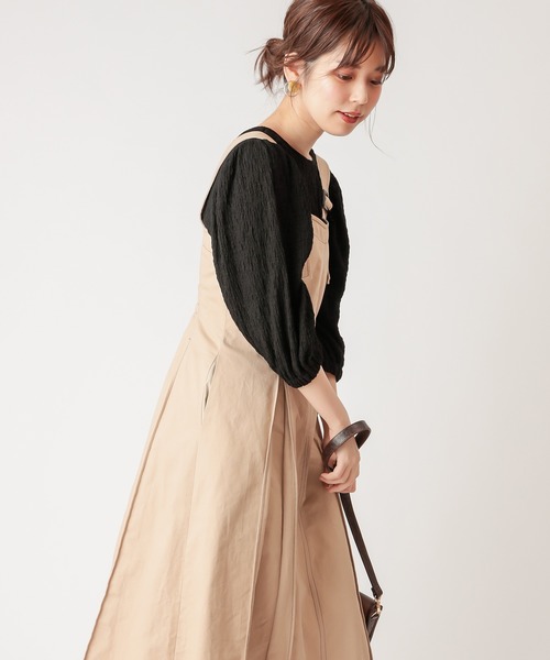 natural couture（ナチュラルクチュール）の「ぽこぽこパフ2WAYトップス（Tシャツ/カットソー・レディース・ブラック/オフホワイト/ベージュ/ライム・FREE）」の2枚目の写真