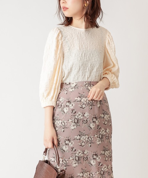 natural couture（ナチュラルクチュール）の「ぽこぽこパフ2WAYトップス（Tシャツ/カットソー・レディース・ブラック/オフホワイト/ベージュ/ライム・FREE）」の8枚目の写真