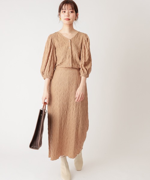 natural couture（ナチュラルクチュール）の「ぽこぽこパフ2WAYトップス（Tシャツ/カットソー・レディース・ブラック/オフホワイト/ベージュ/ライム・FREE）」の13枚目の写真