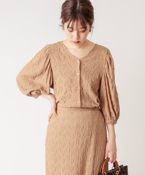 natural couture（ナチュラルクチュール）の「ぽこぽこパフ2WAYトップス（Tシャツ/カットソー・レディース・ブラック/オフホワイト/ベージュ/ライム・FREE）」の11枚目の写真