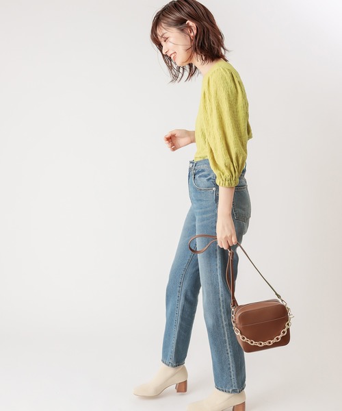 natural couture（ナチュラルクチュール）の「ぽこぽこパフ2WAYトップス（Tシャツ/カットソー・レディース・ブラック/オフホワイト/ベージュ/ライム・FREE）」の9枚目の写真