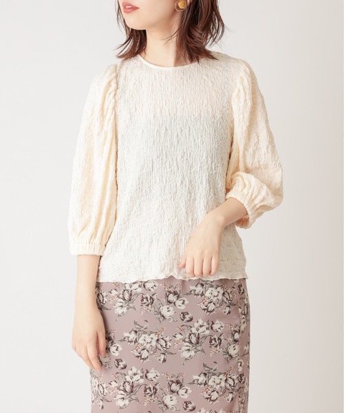 natural couture（ナチュラルクチュール）の「ぽこぽこパフ2WAYトップス（Tシャツ/カットソー・レディース・ブラック/オフホワイト/ベージュ/ライム・FREE）」の16枚目の写真