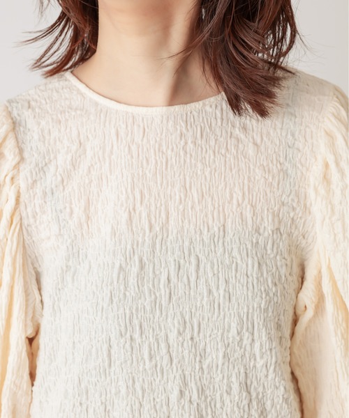 natural couture（ナチュラルクチュール）の「ぽこぽこパフ2WAYトップス（Tシャツ/カットソー・レディース・ブラック/オフホワイト/ベージュ/ライム・FREE）」の12枚目の写真